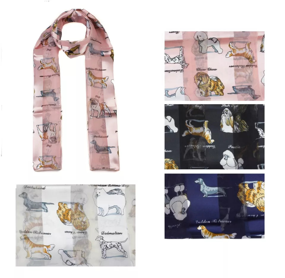 dog print striped scarf
