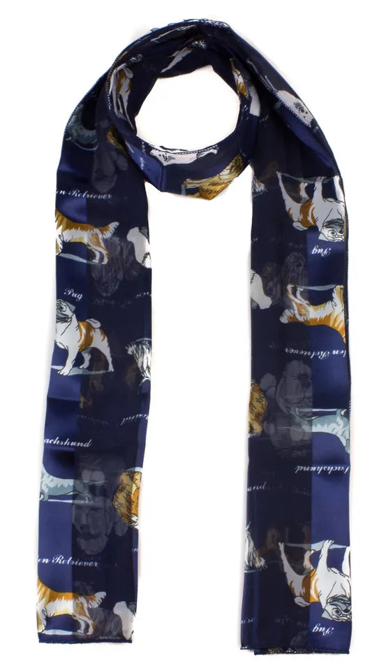dog print striped scarf