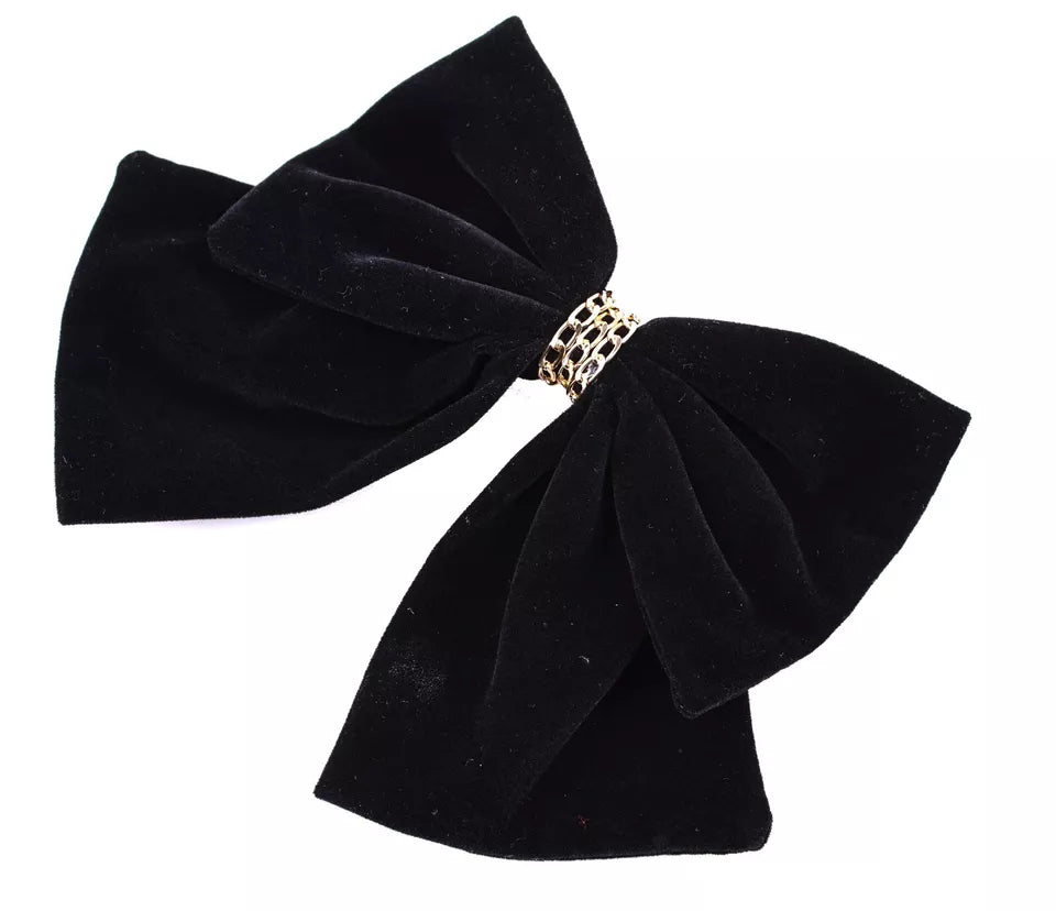 Large Velvet bowknot gold chain bow