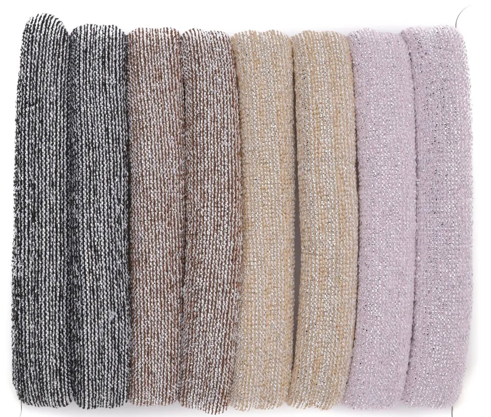 set of 8 glitter large jersey elastic