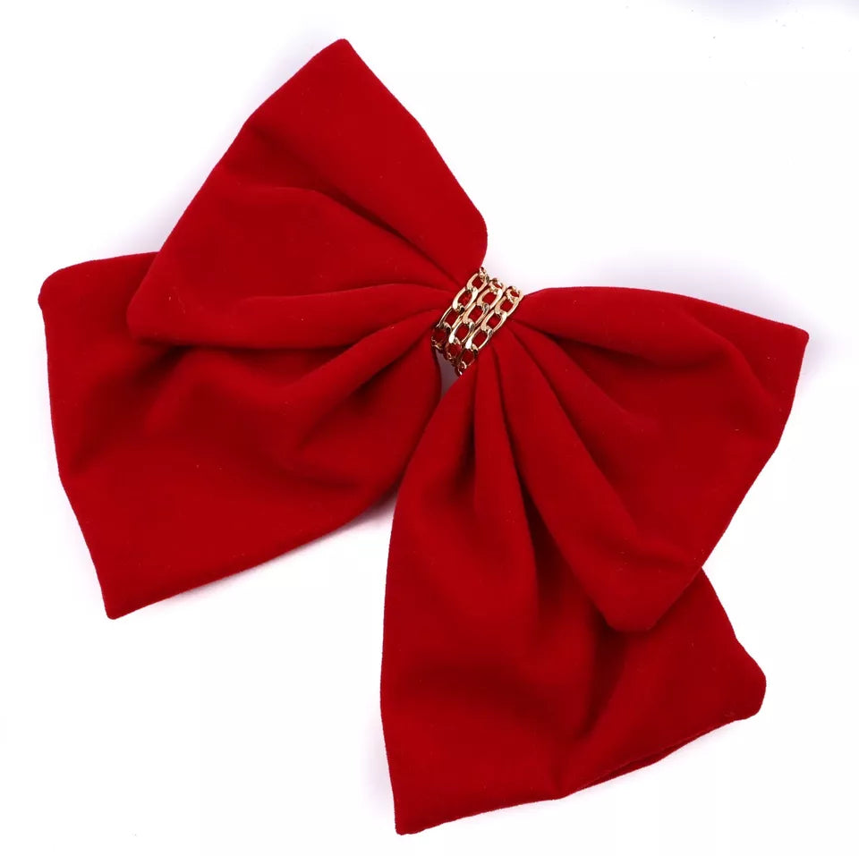 Large Velvet bowknot gold chain bow