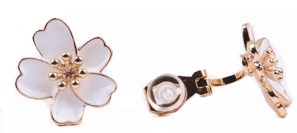 Small Crystal flower enamel stud earring