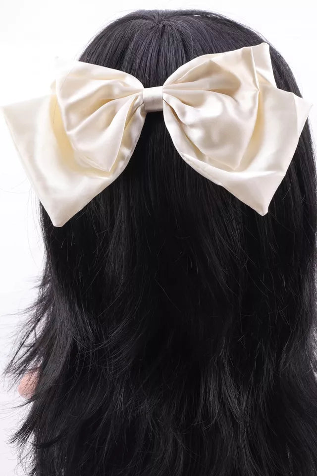 Silk satin plain Bow hair barrette