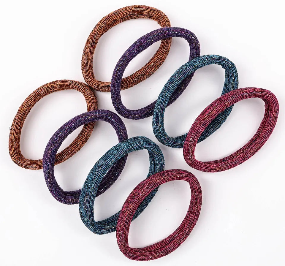 set of 8 glitter large jersey elastic