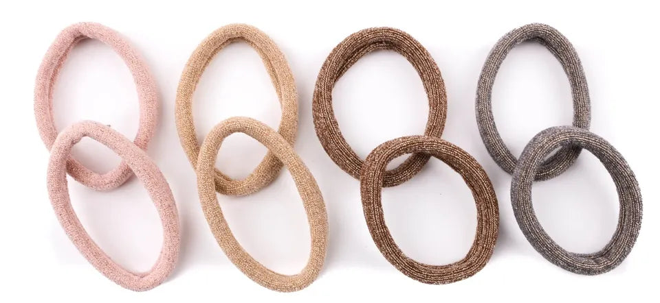 set of 8 glitter large jersey elastic