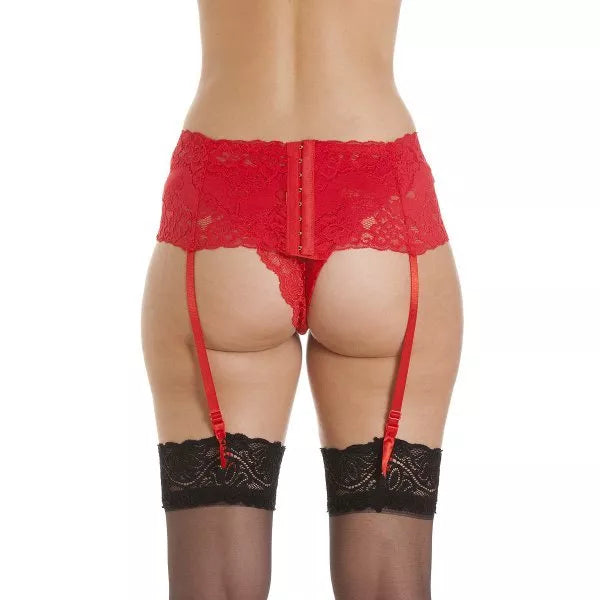 Soft and elegant wide lace suspender belt