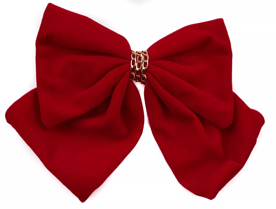 Large Velvet bowknot gold chain bow