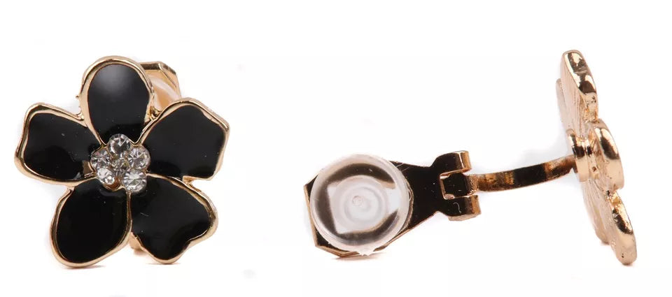 Small Crystal flower enamel stud earring