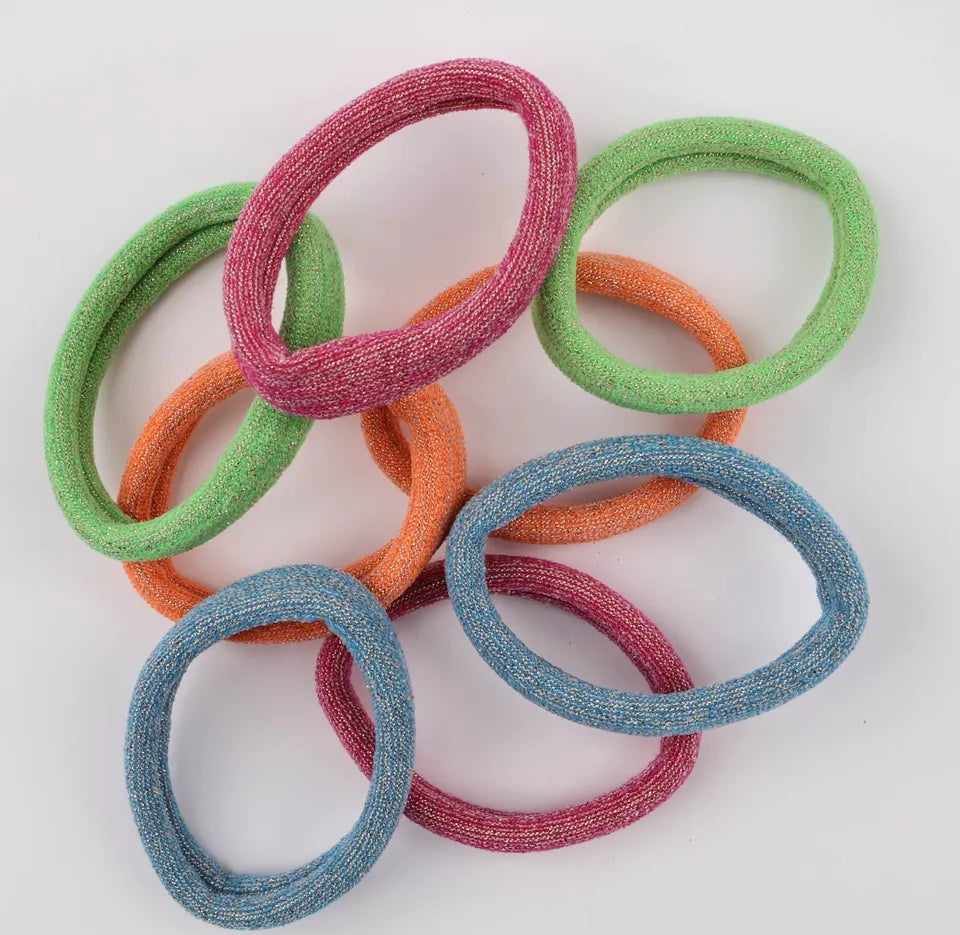 set of 8 glitter large jersey elastic