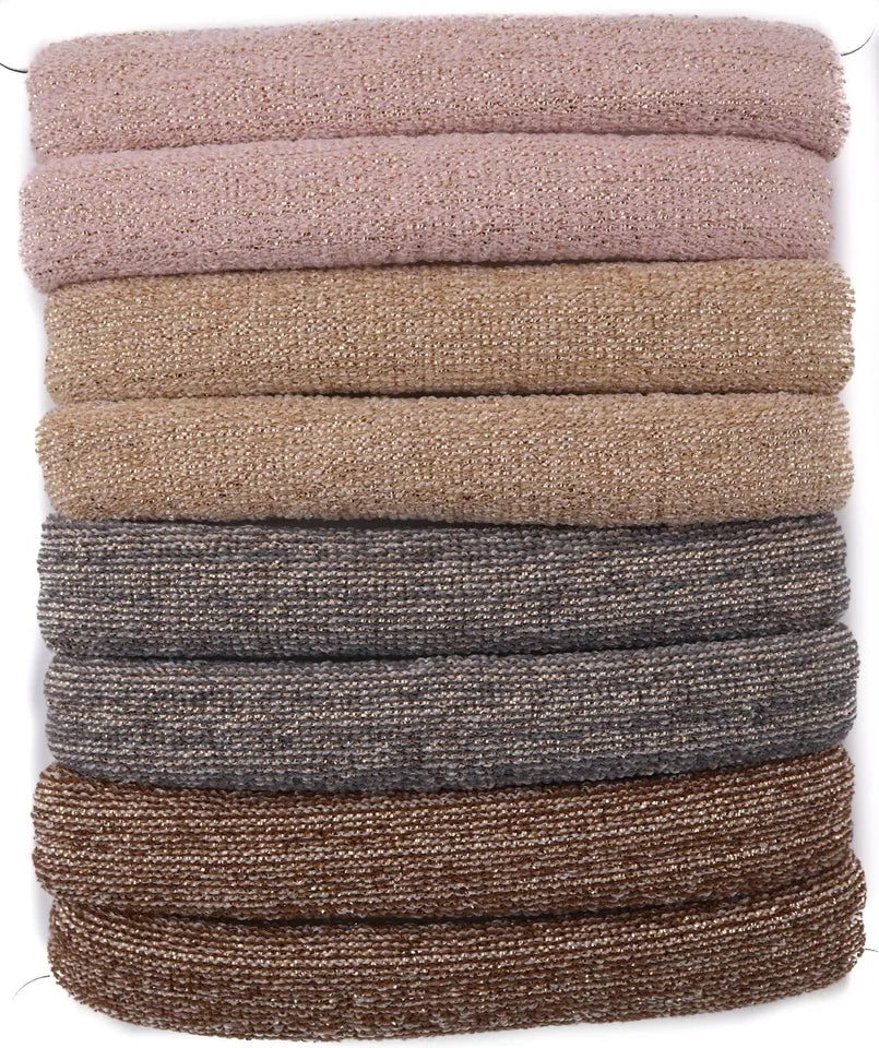 set of 8 glitter large jersey elastic