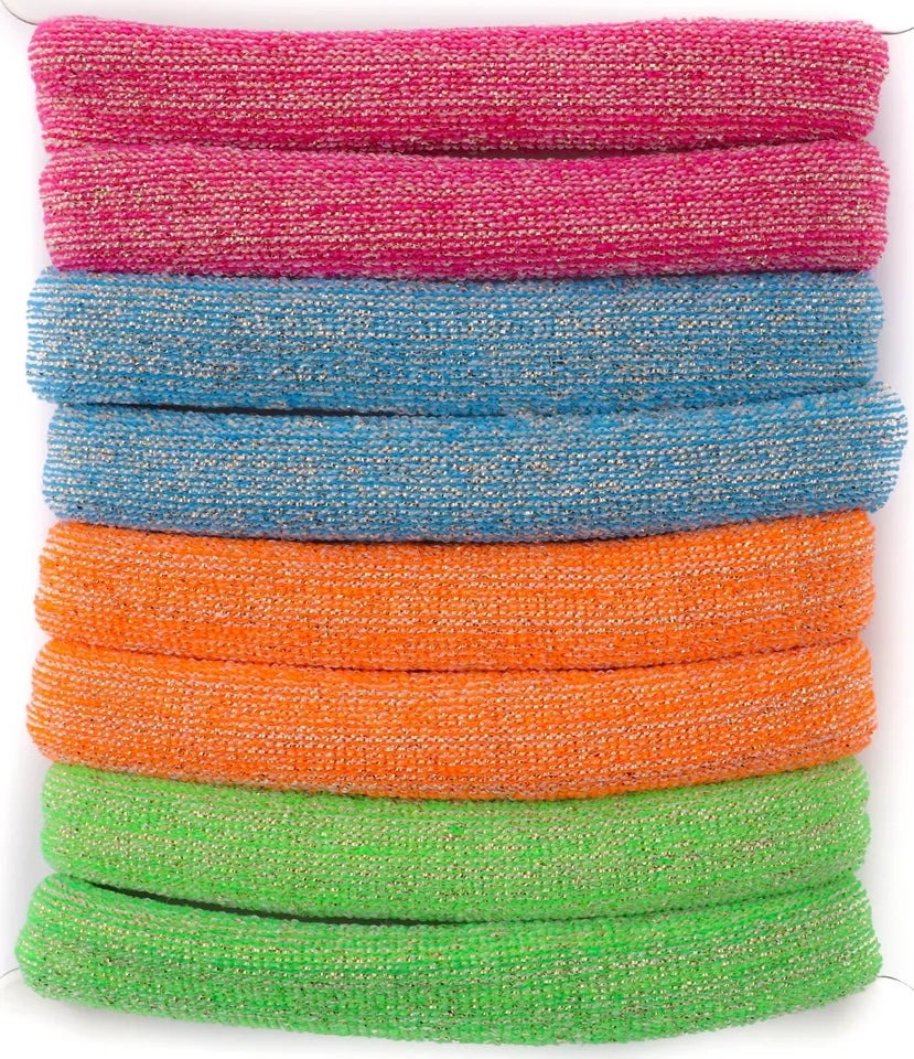 set of 8 glitter large jersey elastic