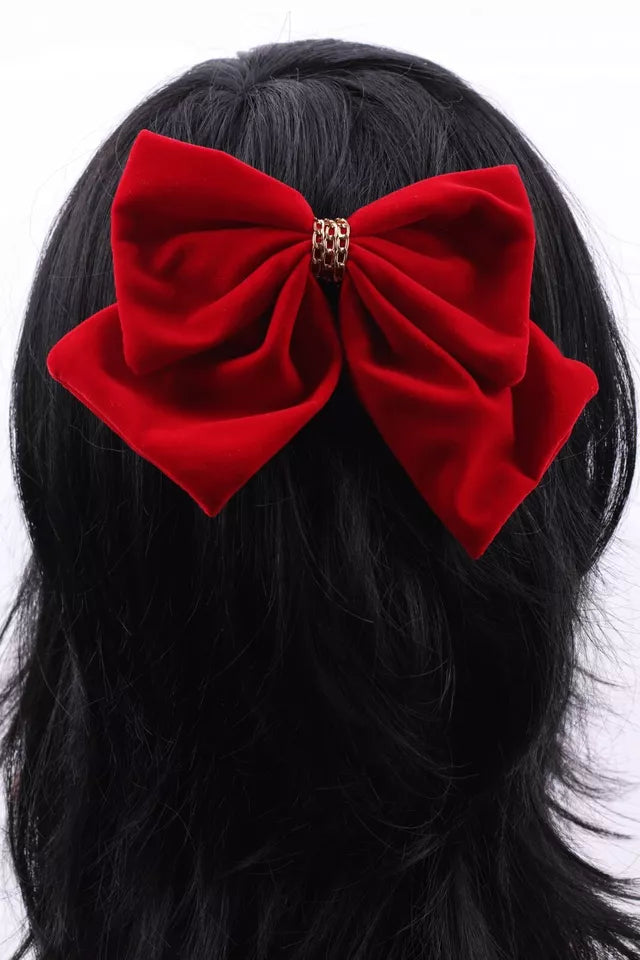 Large Velvet bowknot gold chain bow