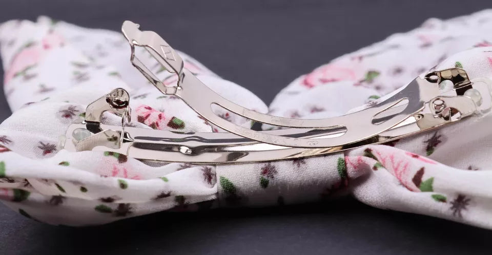 Floral bow hair clip barrette