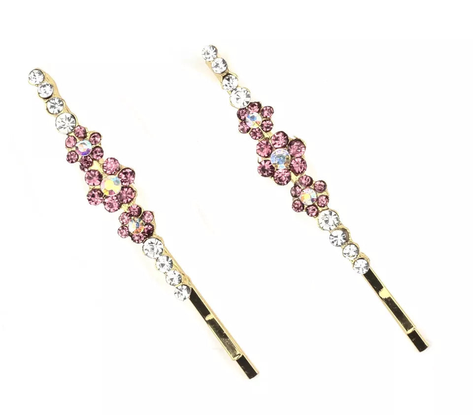 Slides with a dazzling diamante, hairpin clips, grips, and a crystal