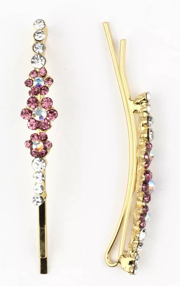 Slides with a dazzling diamante, hairpin clips, grips, and a crystal
