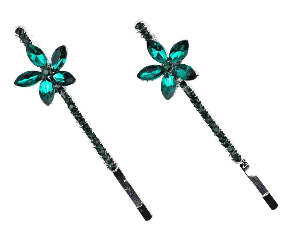 Slides with a dazzling diamante, hairpin clips, grips, and a crystal