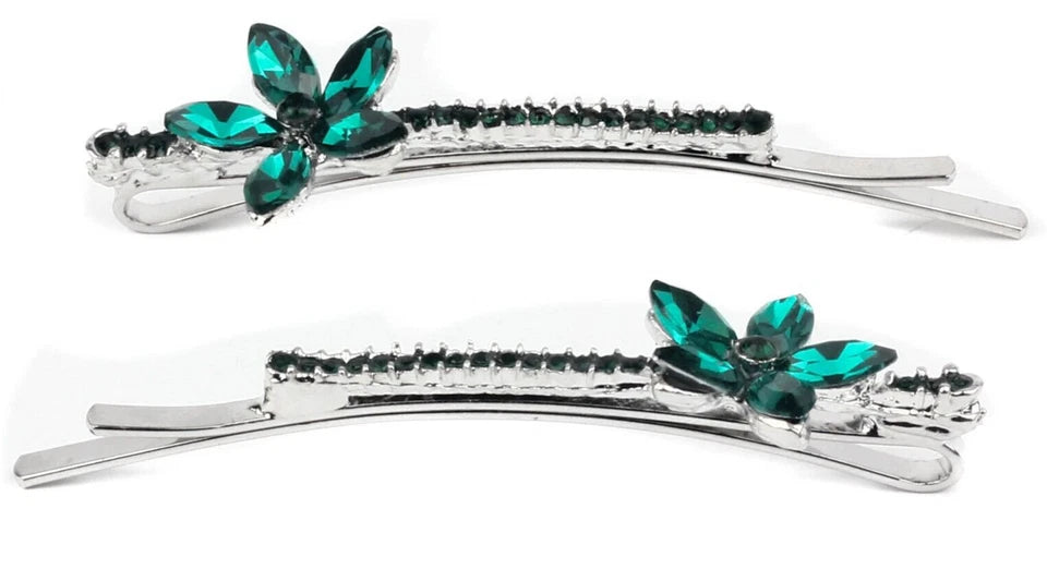 Slides with a dazzling diamante, hairpin clips, grips, and a crystal