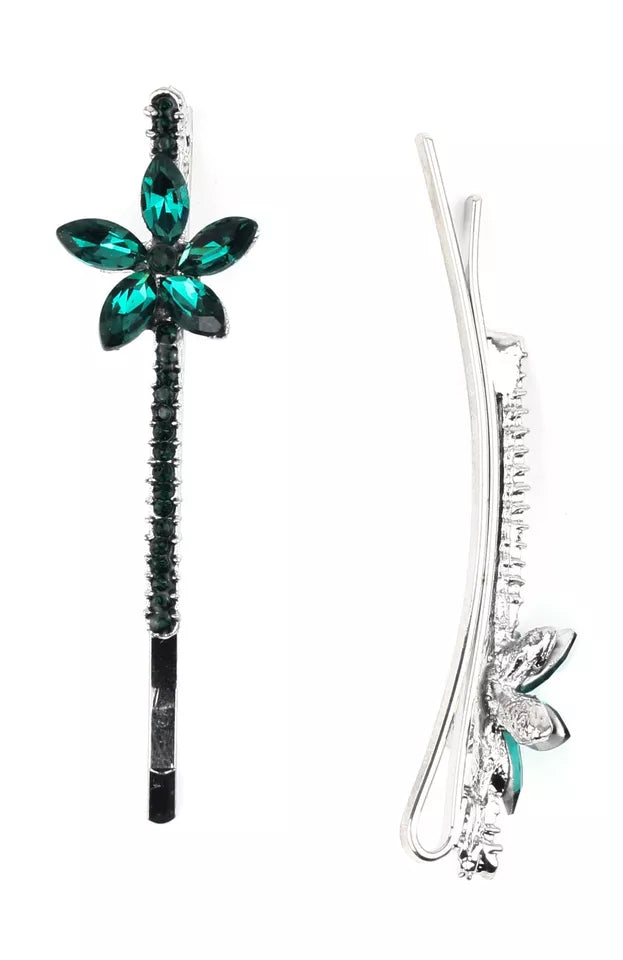 Slides with a dazzling diamante, hairpin clips, grips, and a crystal