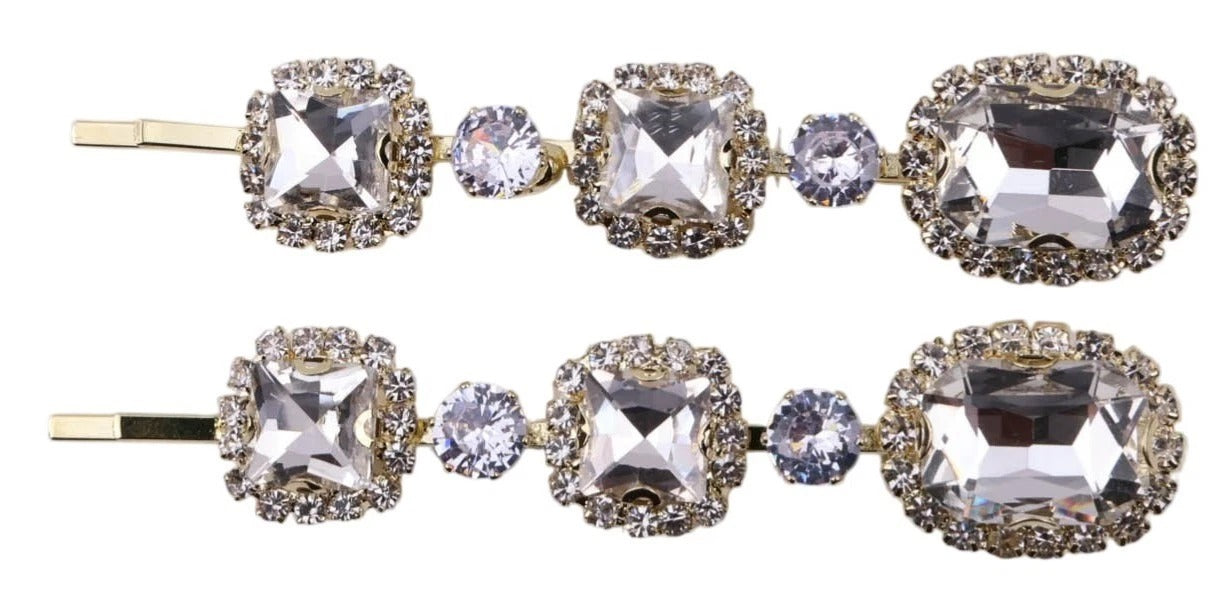Ruby Crystal Stone Bobby Pins Hair Clips Decorative Slides for Women Party Wedding (Pack of 4)