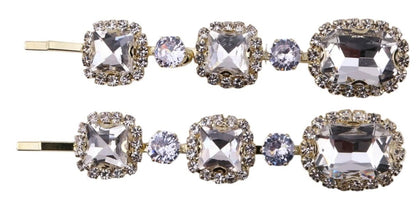 Ruby Crystal Stone Bobby Pins Hair Clips Decorative Slides for Women Party Wedding (Pack of 4)