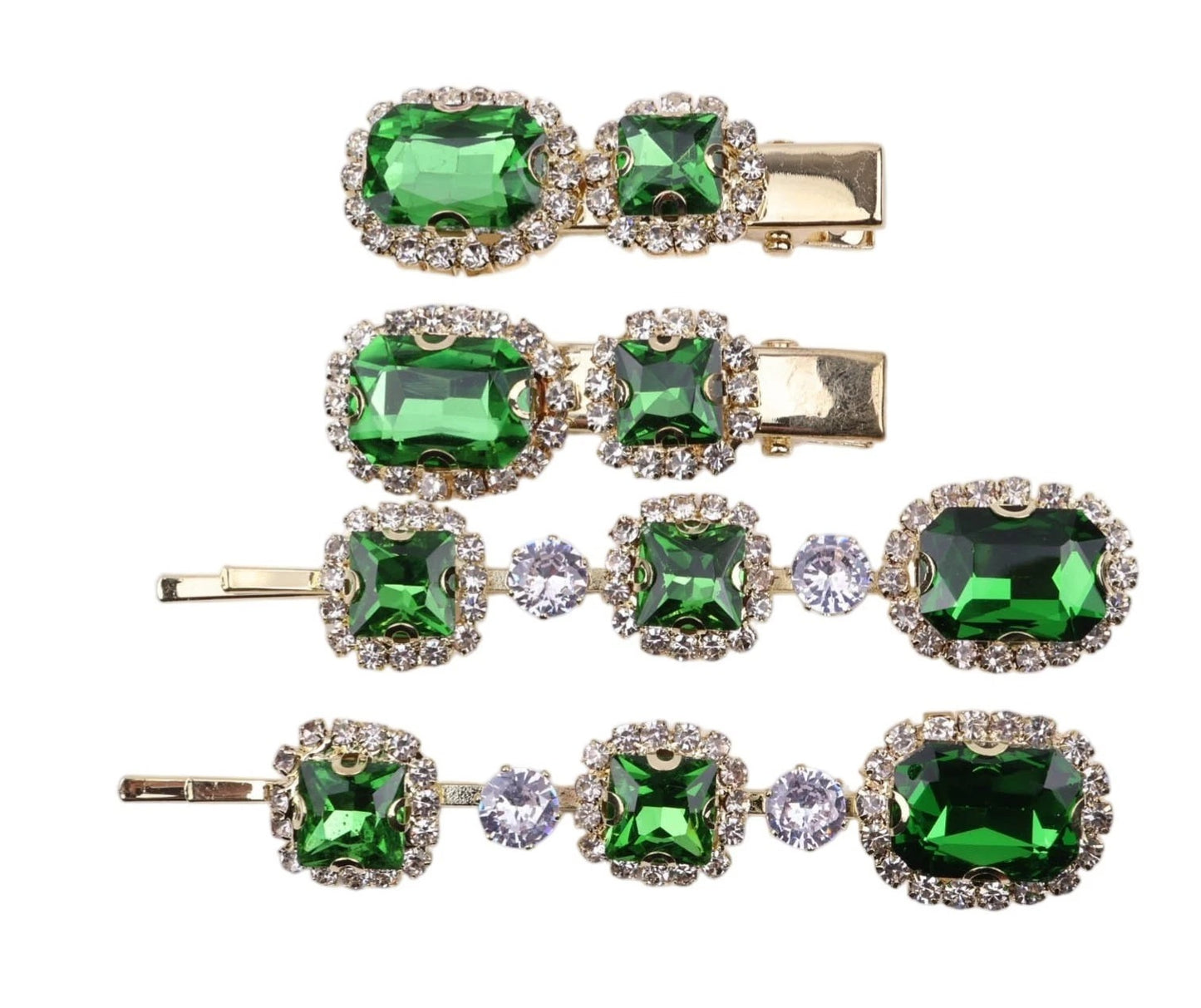 Ruby Crystal Stone Bobby Pins Hair Clips Decorative Slides for Women Party Wedding (Pack of 4)