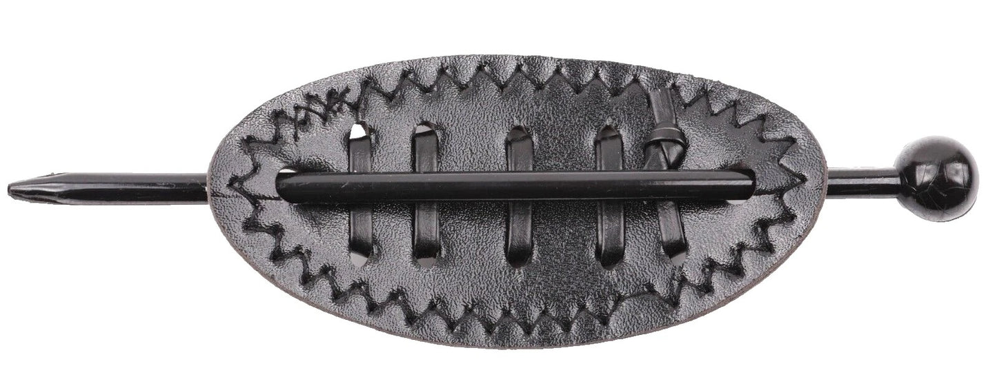 Wide Barrette Hair Clip with Stick – Faux Leather Ponytail Holder for Women