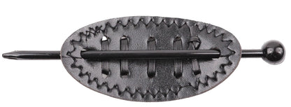 Wide Barrette Hair Clip with Stick – Faux Leather Ponytail Holder for Women