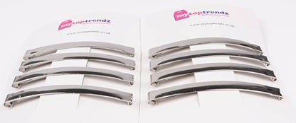Slim French Style Silver Barrettes Hair Clips, Thin Metal Domed Spring Hair Slides for Women (Pack of 8)