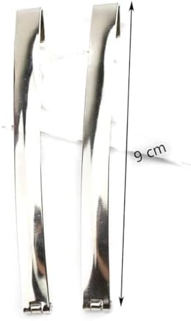 Slim French Style Silver Barrettes Hair Clips, Thin Metal Domed Spring Hair Slides for Women (Pack of 8)