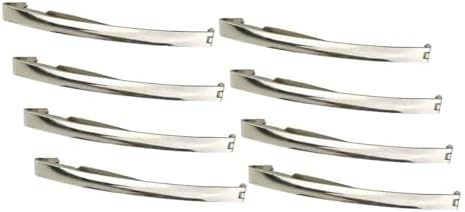 Slim French Style Silver Barrettes Hair Clips, Thin Metal Domed Spring Hair Slides for Women (Pack of 8)