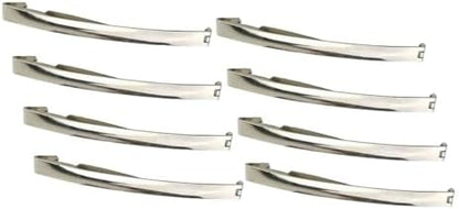 Slim French Style Silver Barrettes Hair Clips, Thin Metal Domed Spring Hair Slides for Women (Pack of 8)