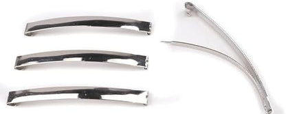 Slim French Style Silver Barrettes Hair Clips, Thin Metal Domed Spring Hair Slides for Women (Pack of 8)