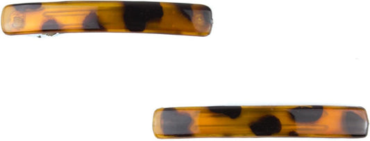 Set of 2 Small Slim French Barrette Hair Clips Rectangle Slide for Women Girls Thin Hair (Tortoise Shell)
