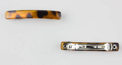 Set of 2 Small Slim French Barrette Hair Clips Rectangle Slide for Women Girls Thin Hair (Tortoise Shell)