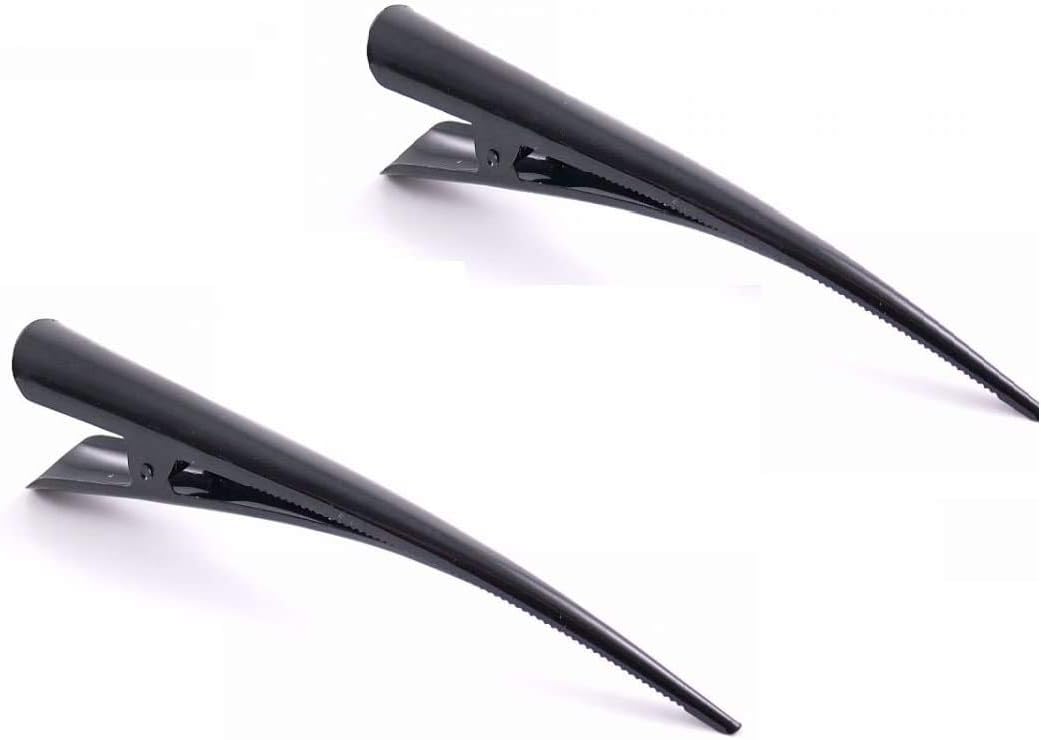 Pack of 2 Black Alligator Beak Hair Clips with Teeth Long Metal Concorde Clips 12.7cm for Women Girls Strong Hold Hair Styling Accessories