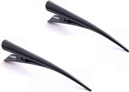 Pack of 2 Black Alligator Beak Hair Clips with Teeth Long Metal Concorde Clips 12.7cm for Women Girls Strong Hold Hair Styling Accessories