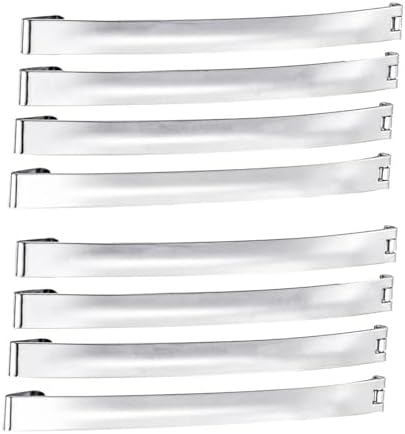Slim French Style Silver Barrettes Hair Clips, Thin Metal Domed Spring Hair Slides for Women (Pack of 8)