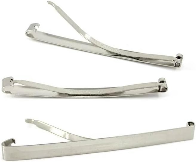 Slim French Style Silver Barrettes Hair Clips, Thin Metal Domed Spring Hair Slides for Women (Pack of 8)