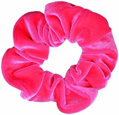 Large Hot Pink Velvet Scrunchie Soft Velour Hair Tie Ponytail Elastic Band for Women Girls Thick Hair Styling Accessory