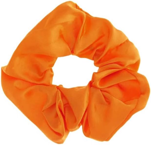 Orange Satin Hair Scrunchie Soft Silky Ponytail Hair Tie Traceless No Crease Hair Bobble for Women Girls Daily Use