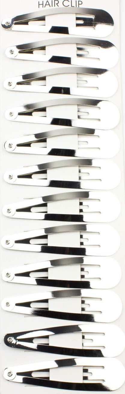 12 pcs Plain Snap Hair Clip Slider