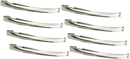 8PCS Slim French Style Silver Barrettes Hair Clips 7cm Thin Metal Domed Spring Hair Slides for Women Girls Strong Hold Classic Hair Accessories