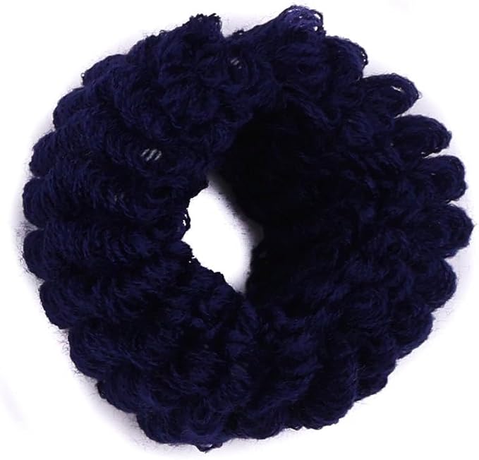 Set of 3 Black Donut Scrunchies Soft Towelling Fabric Hair Bands Thick Ponytail Holders for Women Girls Bun Styling