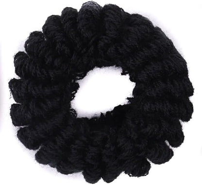 Set of 3 Black Donut Scrunchies Soft Towelling Fabric Hair Bands Thick Ponytail Holders for Women Girls Bun Styling