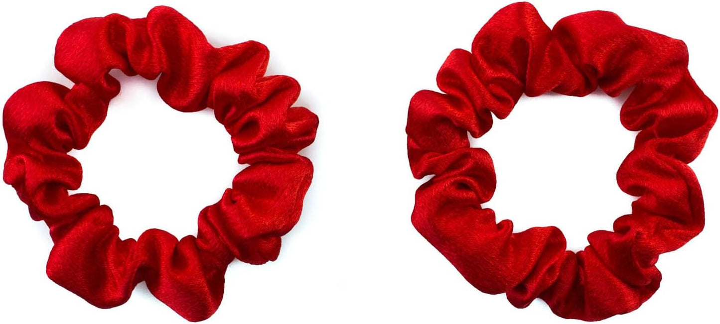2 pcs Small plain satin hair  scrunchies