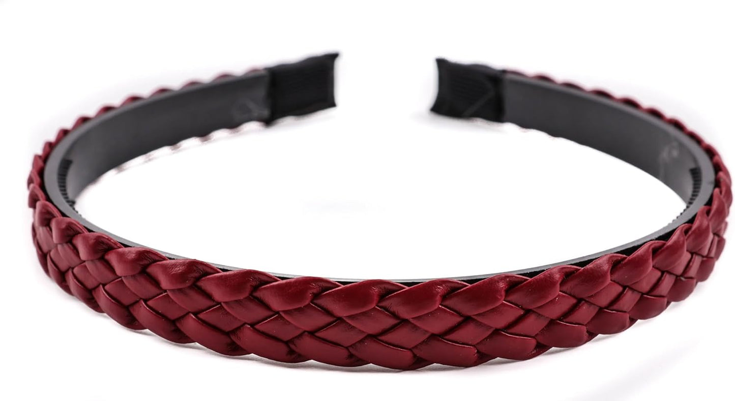Twist braided faux leather headband