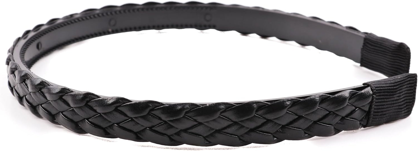 Twist braided faux leather headband