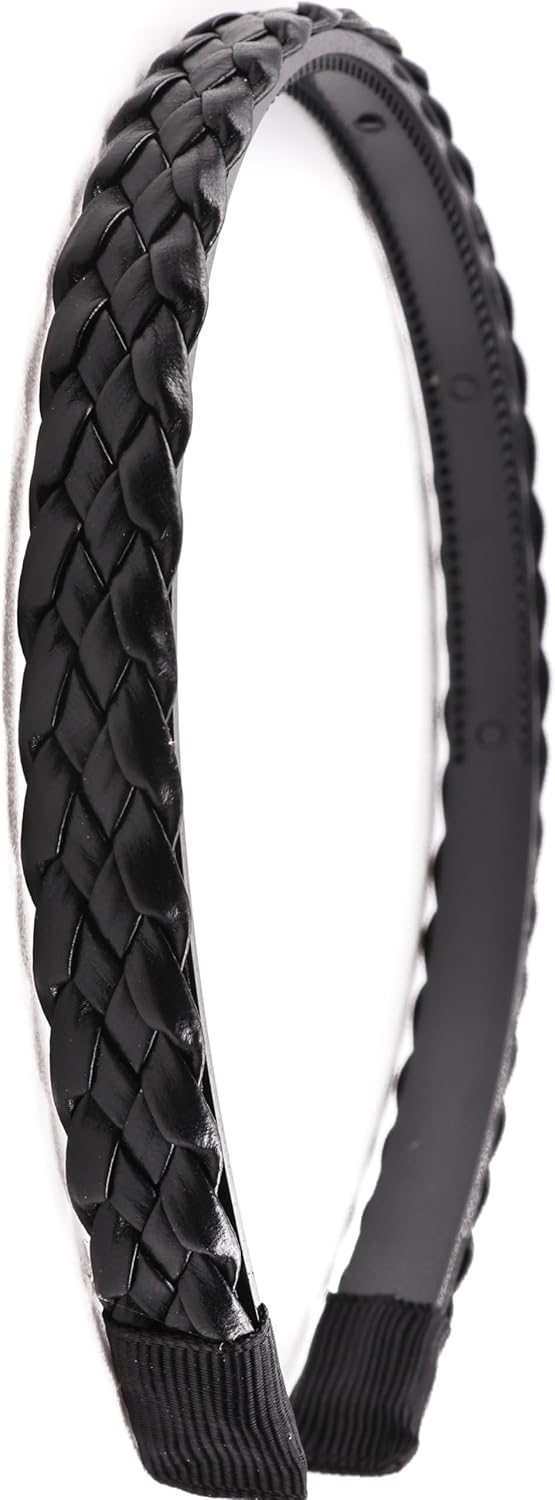 Twist braided faux leather headband