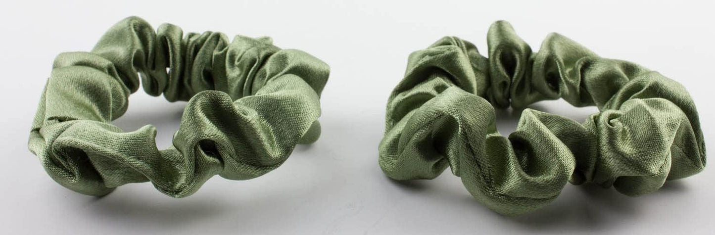2 pcs Small plain satin hair  scrunchies