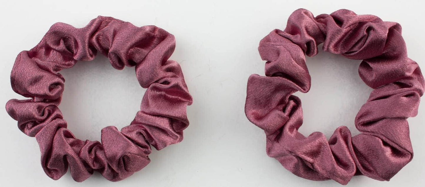 2 pcs Small plain satin hair  scrunchies